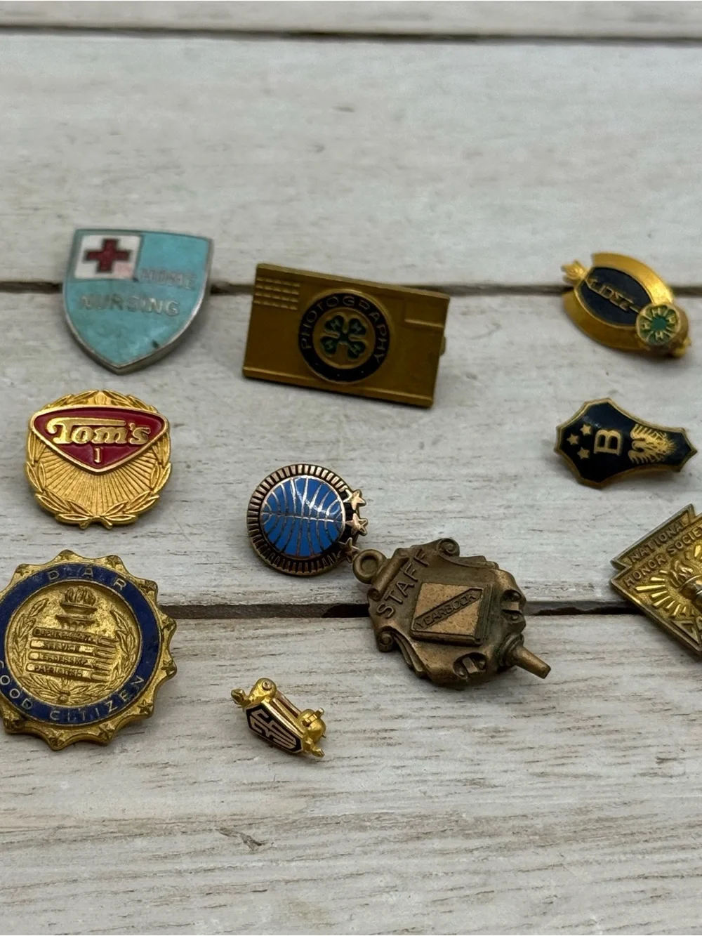Vintage Gold & Blue Lapel Pin Set - Assorted Men Accessories